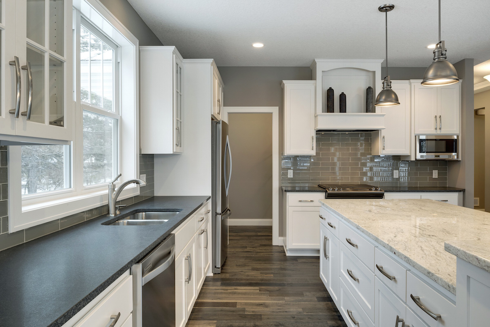 Granite countertops in kitchen