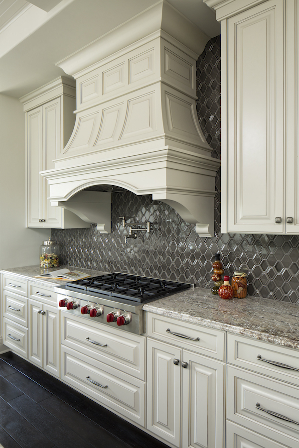 Taupe White Granite Kitchen Counters in new kitchen in Woodbury MN.