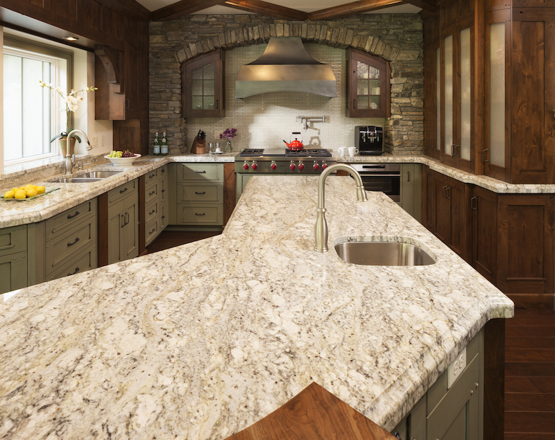 Rainbow Granite Kitchen Counters in a remodeled kitchen in St Cloud MN.