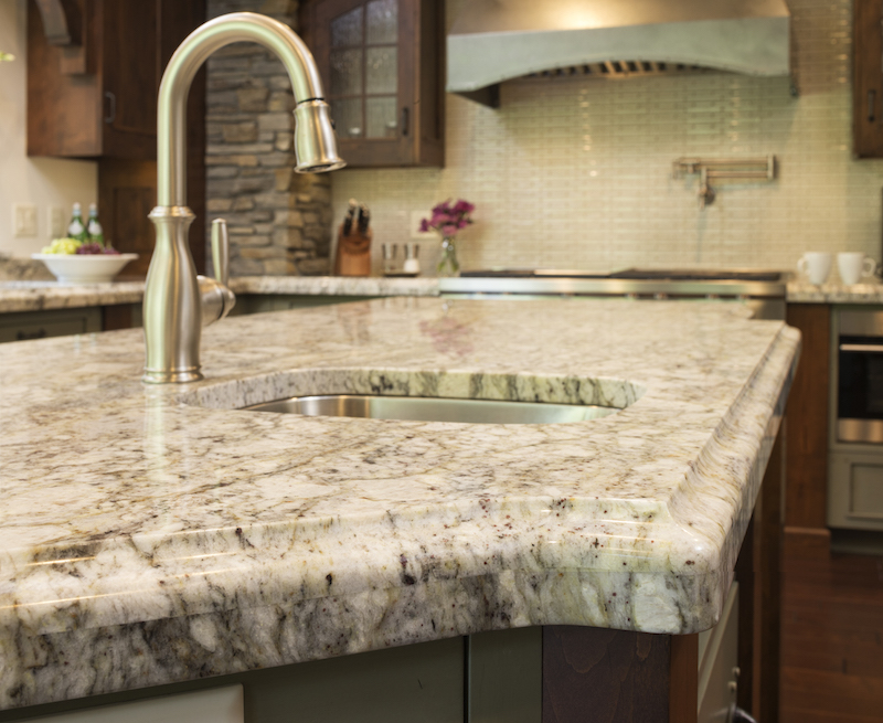 Rainbow Granite Kitchen Counters in a remodeled kitchen in St Cloud MN.