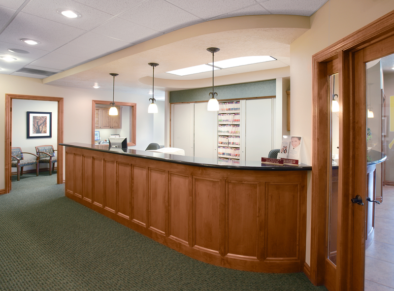 Granite countertop reception desk in doctor's office