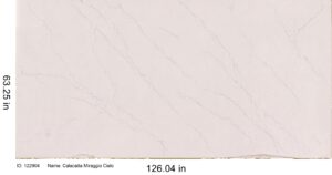 Quartz countertop color: Calacatta Miraggio Cielo Q Quartz